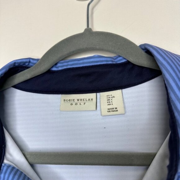 Rorie Whelan Golf Striped Performance Stretchy Polo Shirt - Size L - Picture 3 of 11